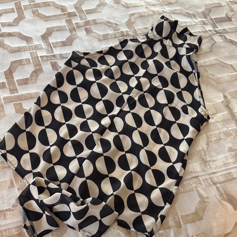 Black and Off White Polka Dot Sleeveless Top